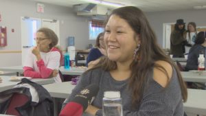 Participant of the symposium from Eel River Bar First Nation, N.B Image Credit: CBC News