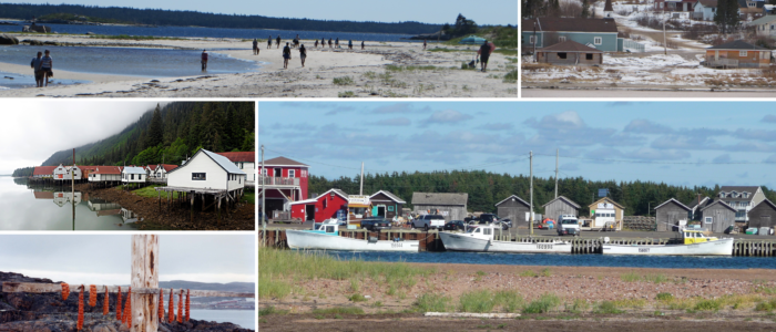 Collage of coastal communities across Canada, including Nova Scotia, Labrador, PEI, British Columbia, and Nunavut.